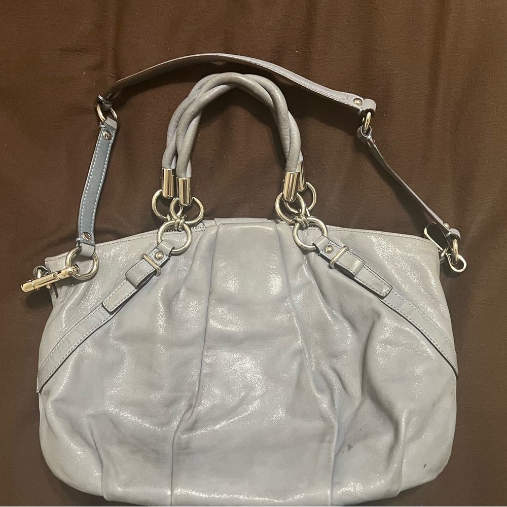 Coach Madison Sophia Shimmer Slate Gray Leather Handbag Model F22563 - Picture 2 of 11
